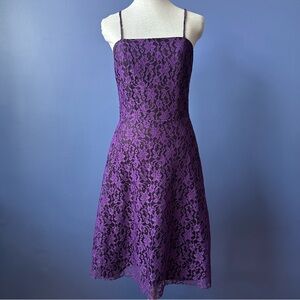 Elegant Purple Lace Midi Dress